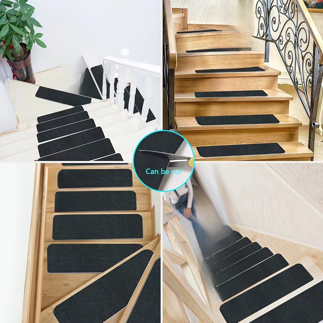 Solid Stair Mats Anti Skid Reusable Carpets Stair Runners Wooden Steps