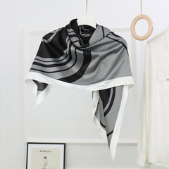 Matte Silk Print Circle Double Ring Scarf