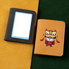 Rabbit Year Lion Dance Pattern Leather Short Wallet
