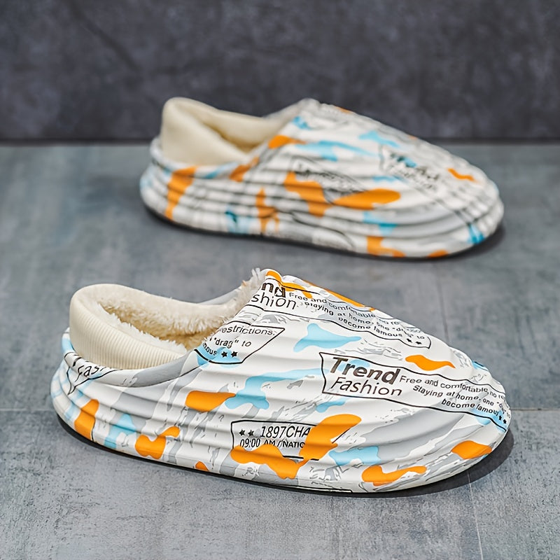 Men's Alphabet Pattern Cotton Slippers