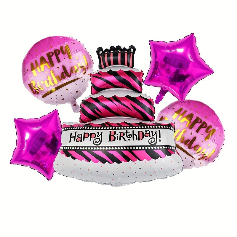 5pcs Cake Shaped Balloon Set Birthday Party Decoration