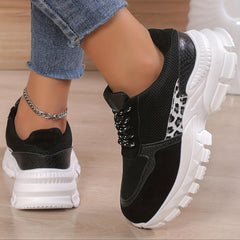 Leopard Mesh Breathable Running Shoes Lightweight Non slip Sneakers