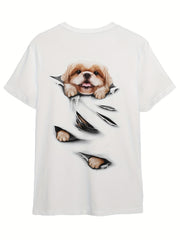 Girls Boys Puppy Graphic Short Sleeve T-shirt - Summer Sports Clothes