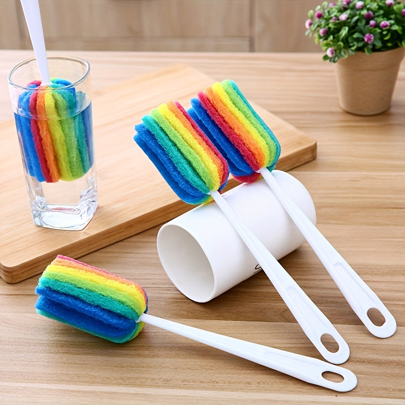 2pcs Cup Cleaning Sponge Brush Rainbow Sponge Brush