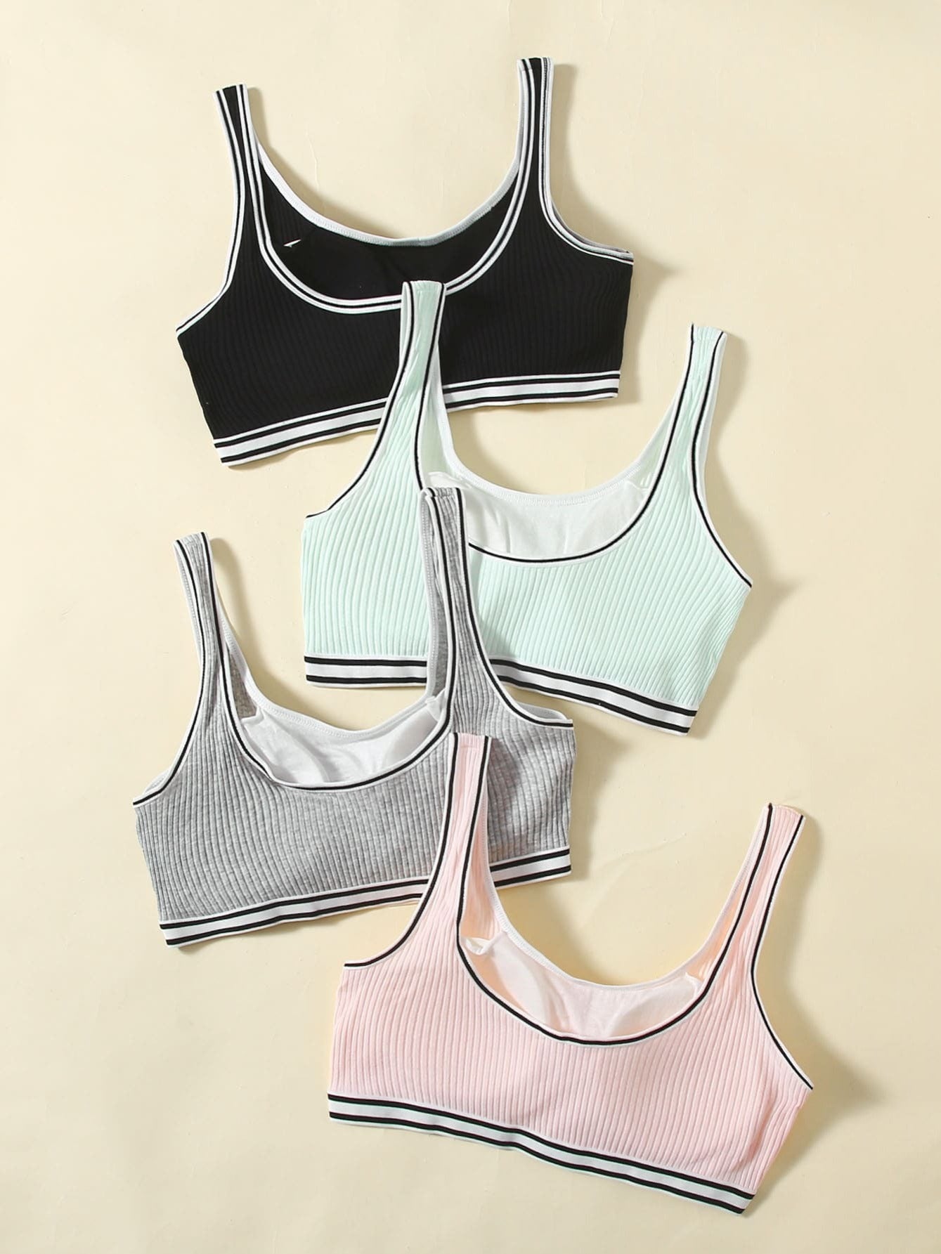 4pcs Solid Sports Bra Set in Various Colors