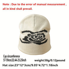 Y2K Flower Beanie Knitted Hat Street Style Warm Cap