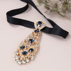 Men's Metal Inlaid Tie Corsage with Artificial Diamond