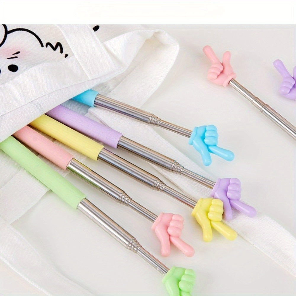 1pc Retractable Finger Reading Rods Stainless Steel Yellow Pink Green Purple