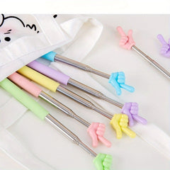 1pc Retractable Finger Reading Rods Stainless Steel Yellow Pink Green Purple