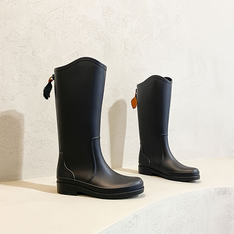 Women's Mid Calf Rain Boots Slip On Waterproof Shoes
