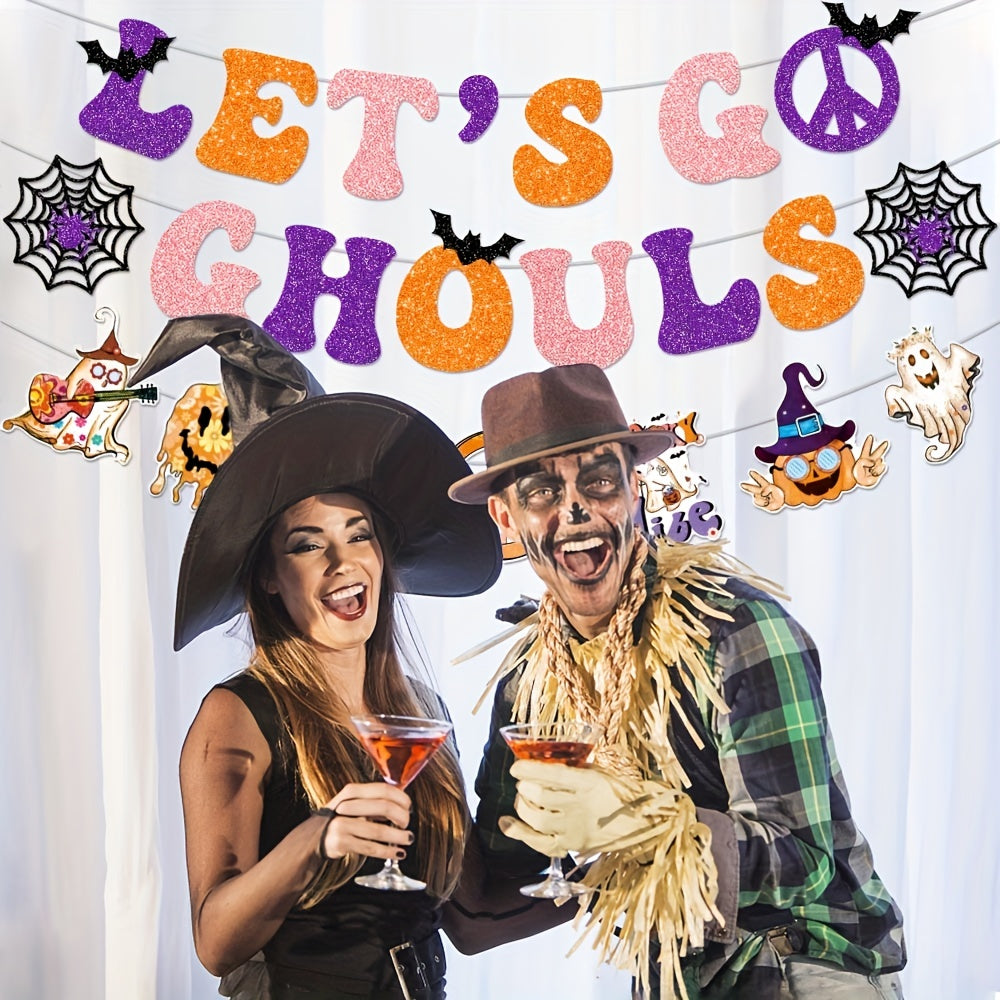Hippie Theme Ghost Halloween Party Banner