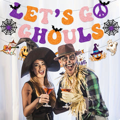 Hippie Theme Ghost Halloween Party Banner