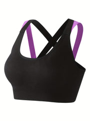 3pcs Criss Cross Sports Bras Colorblock Running Workout Bra Lingerie