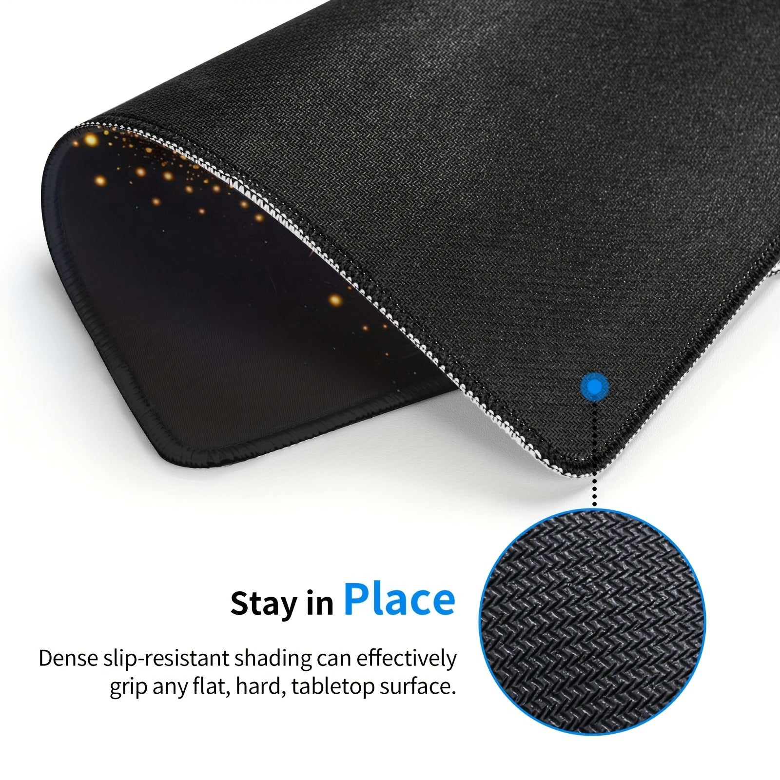 Square Stitched Edge Mousepad Golden Lotus Pattern Office Home Games Desktop