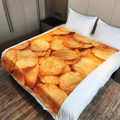 Potato Simulation Chip Blanket Flannel Casual Blanket for Outdoor Travel Camping