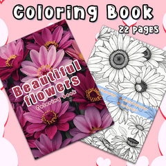 Flowers Adult Coloring Book Pink & Purple Floral Perfect Gift Holidays Birthdays