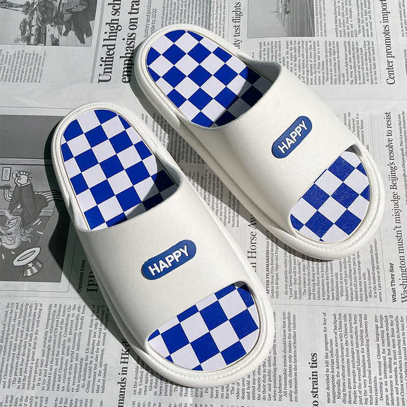 Men's Checkered Slippers Quick Dry Soft Insole Sandals