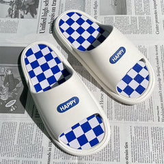 Men's Checkered Slippers Quick Dry Soft Insole Sandals