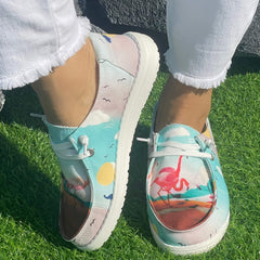 Thousand Crane Pattern Flat Shoes Women's Shallow Mouth Casual Shoes
