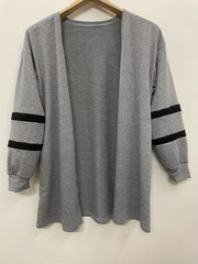 Stripe Print Long Sleeve Open Front Cardigan