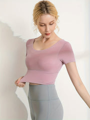 Sporty Round Neck T-Shirt with Criss Cross Straps