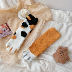 5 Pairs Cat Claw Socks Warm & Fuzzy Women's Stockings