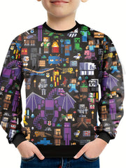 Pixel Game Print Kid's Sweatshirt Unisex Pullover