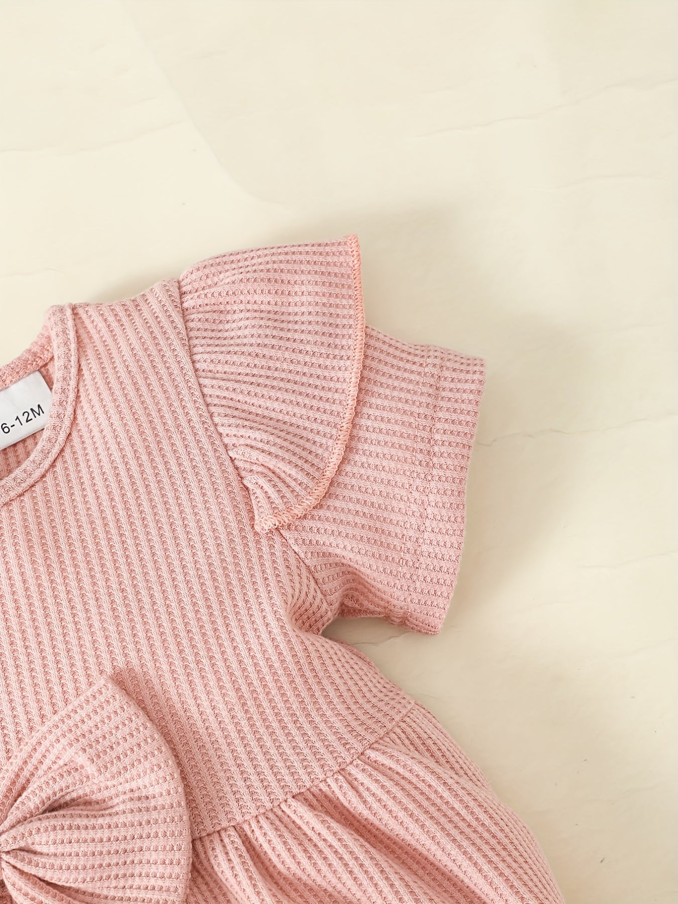2pcs Baby Girls Bowknot Ruffle Top & Ripped Jeans Set