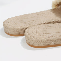 Women's Straw Beach Slippers Breathable Outdoor Slippers