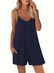 Spaghetti Strap Romper Jumpsuit Sleeveless Cami Casual Women's Summer Clothing