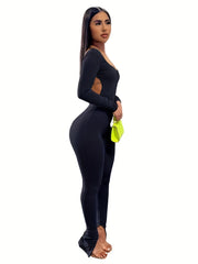 Sexy Backless Long Sleeve Bodycon Jumpsuit