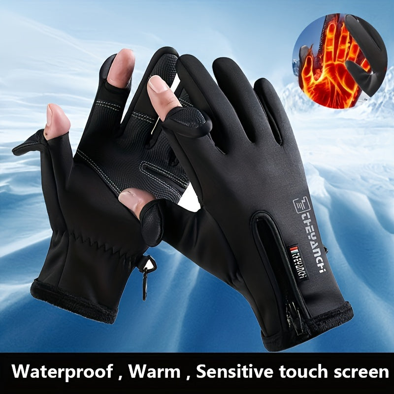 Men's Winter Cycling Gloves Waterproof Touch Screen Warm Sports Fishing