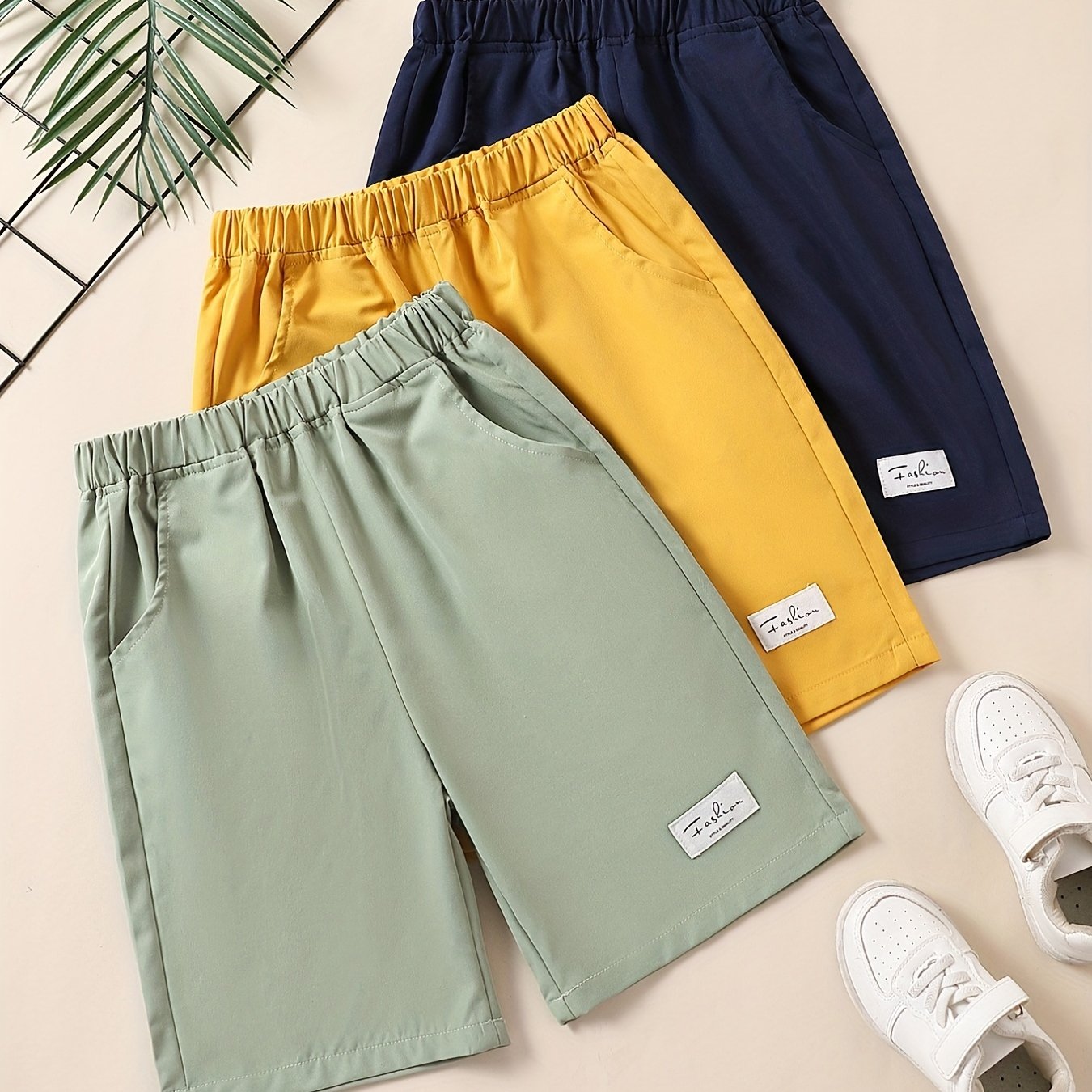 3pcs Boys Letter Print Casual Quick-drying Shorts for Summer