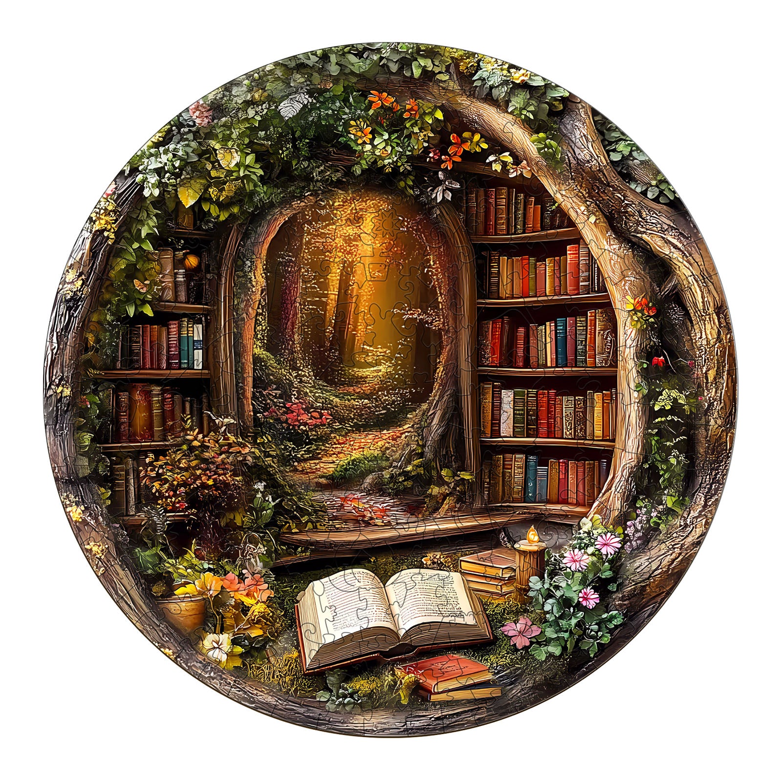 Enchanted Treehouse Library Wooden Jigsaw Puzzle