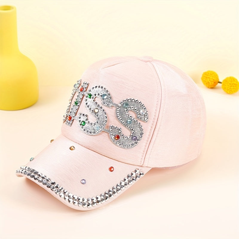 Pink Glitter KISS Patch Baseball Cap Y2K Dad Hat