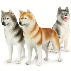 Siberian Husky Dog Figurine Realistic Plastic Animal for Collection
