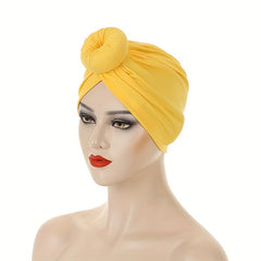 Yellow Donut Knot Turban Cap Head Wrap Headscarf Ramadan Hijab