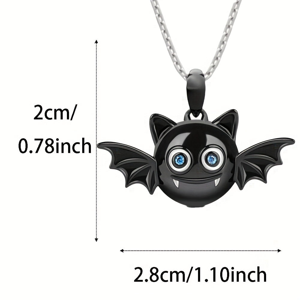 Girl's Bat Pendant Necklace Zircon Halloween Gift