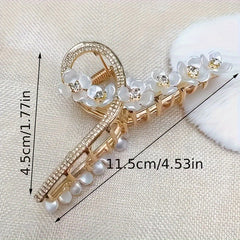 Large Hair Claw Clip Camellia & Rhinestones Non slip Hair Clip Women Girls