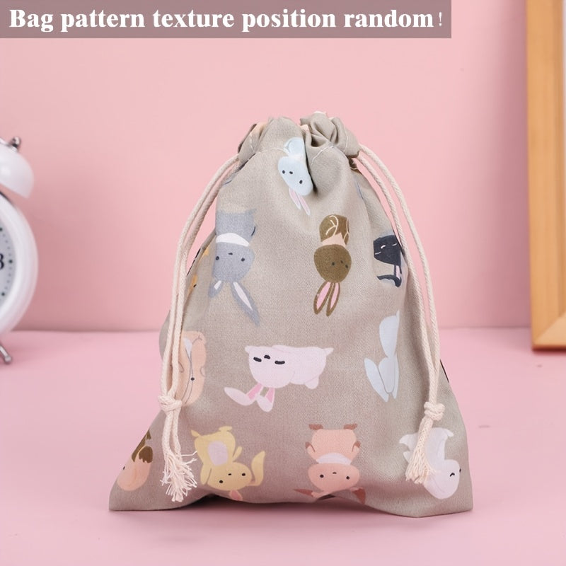 Rabbit Flower Leaf Drawstring Bag Storage Coin Pouch Key Bag