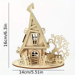 3D Wooden Puzzle Halloween House Educational Toys DIY Creative