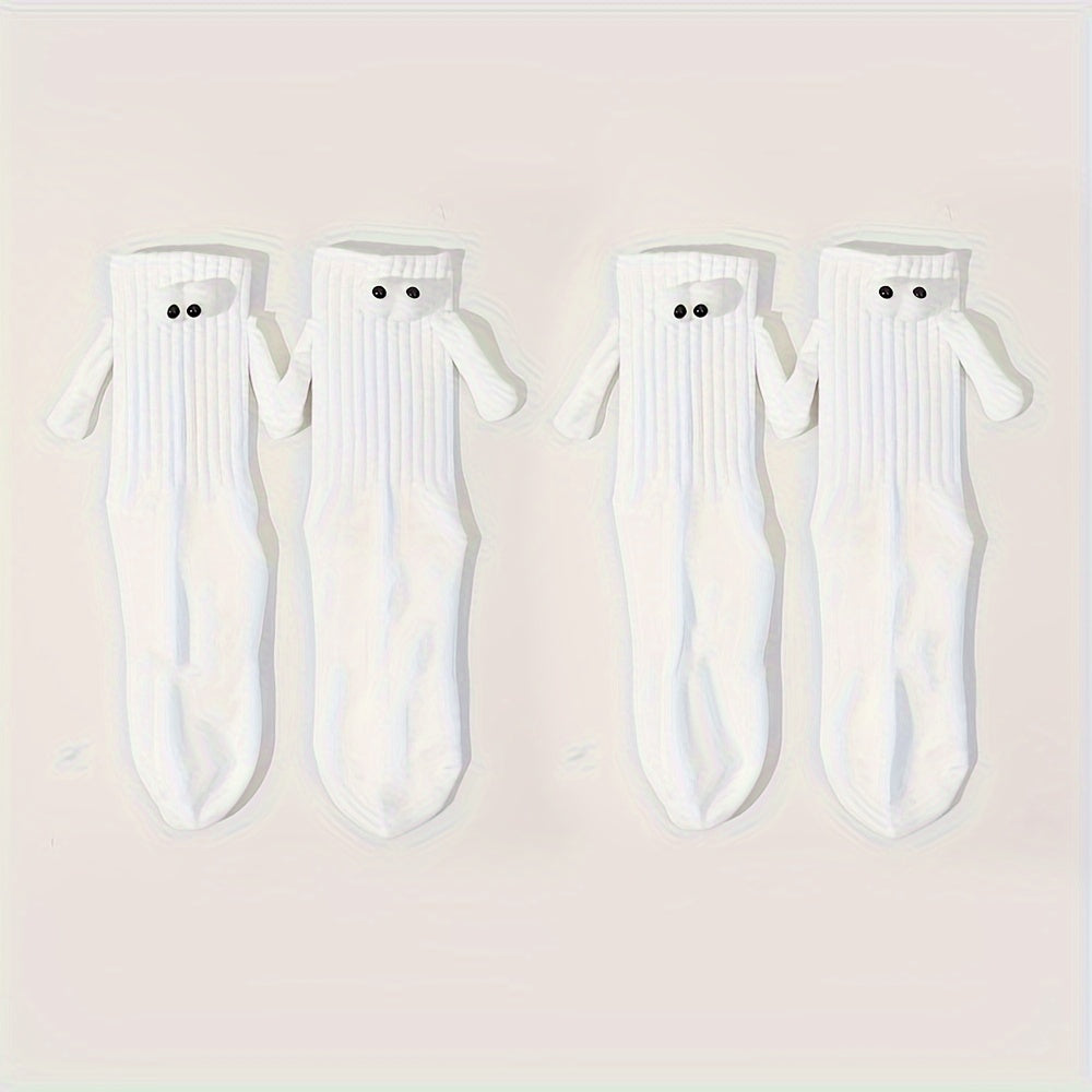 Cute Holding Hands Mid Tube Socks Women's Stockings