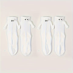 Cute Holding Hands Mid Tube Socks Women's Stockings