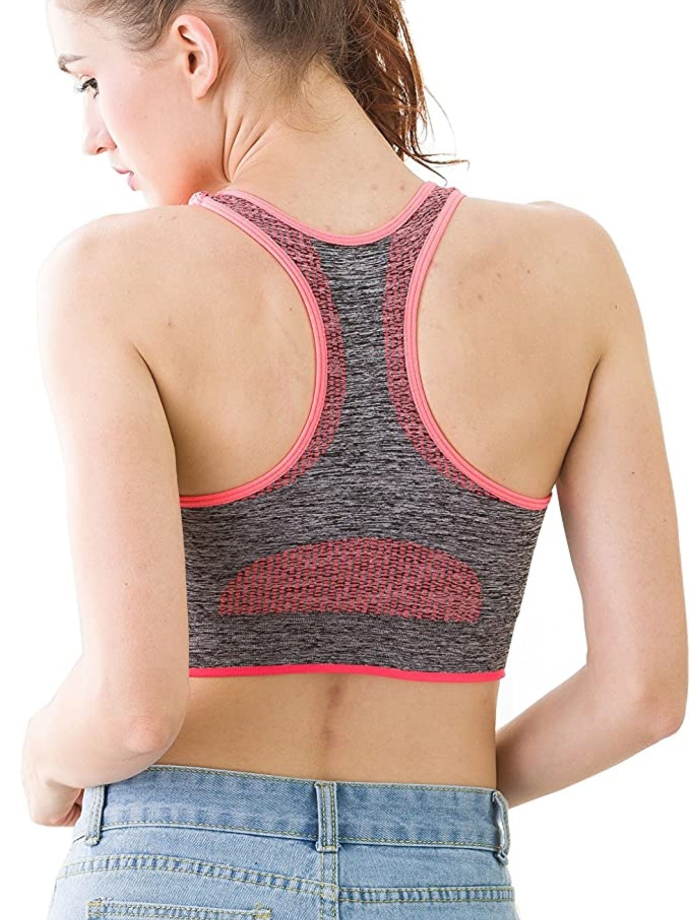 Racerback Zipper Sports Bra Breathable Comfort Push Up Tank Intimates