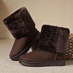 Women's Fleece Lined Snow Boots Anti slip Lightweight Flat Outdoor Mid Calf Boot