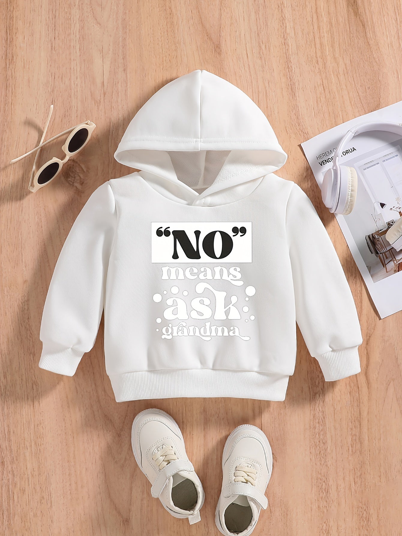 NO MEANS ASK GRANDMA Baby Hooded Sweatshirt