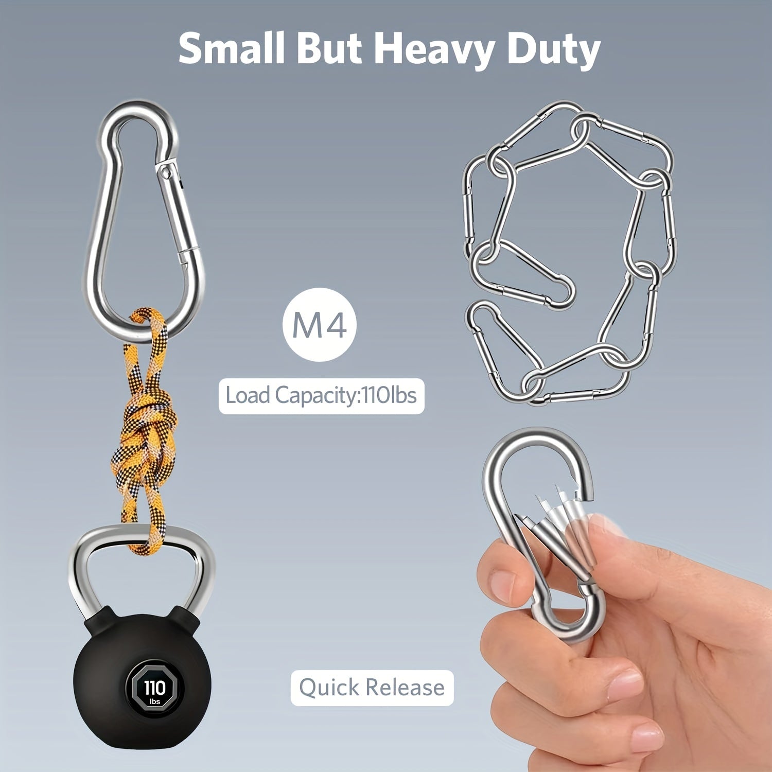 Stainless Steel Spring Clip 3 Pack Heavy Duty Key Swing Camping Fishing