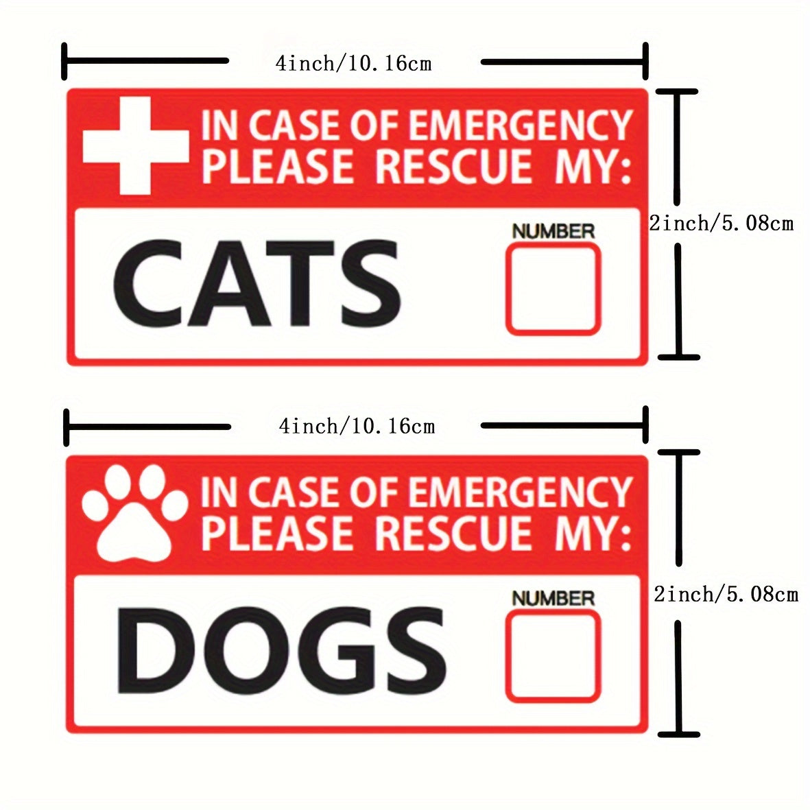 4pcs Kitten & Puppy Rescue Stickers Emergency First Aid Firefighting Pet