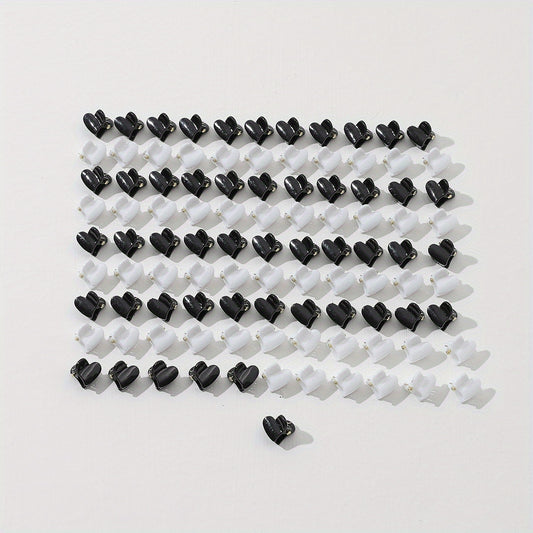100pcs Mini Glossy Hair Claw Heart Shaped Hair Claw Nonslip Ponytail Holder