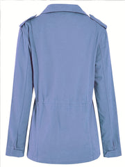 Solid Cargo Jacket Casual Long Sleeve Outerwear Women's Clothing